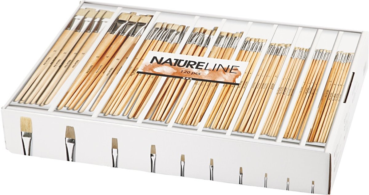 Nature Line kwasten,  00-22 , lange steel, 120div [HOB-10548]